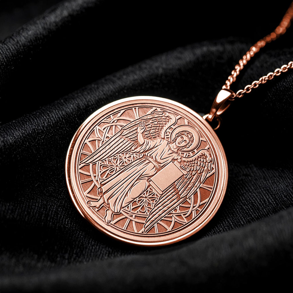 Archangel Gabriel Necklace, Mother's Day Religious Gift, Wedding Gift, 14K Gold Protection Jewelry -82