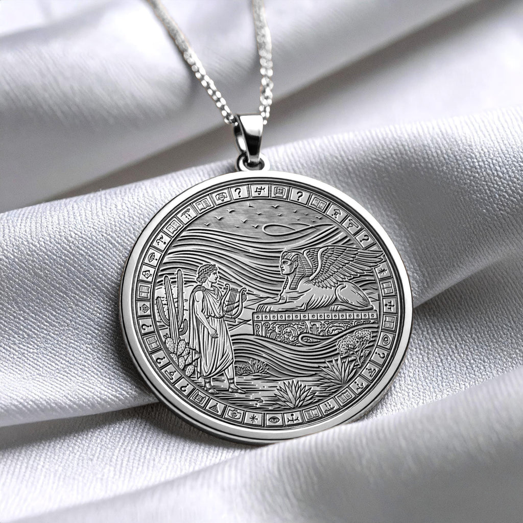 Apollo Sun God Necklace with Sphinx Medallion -54