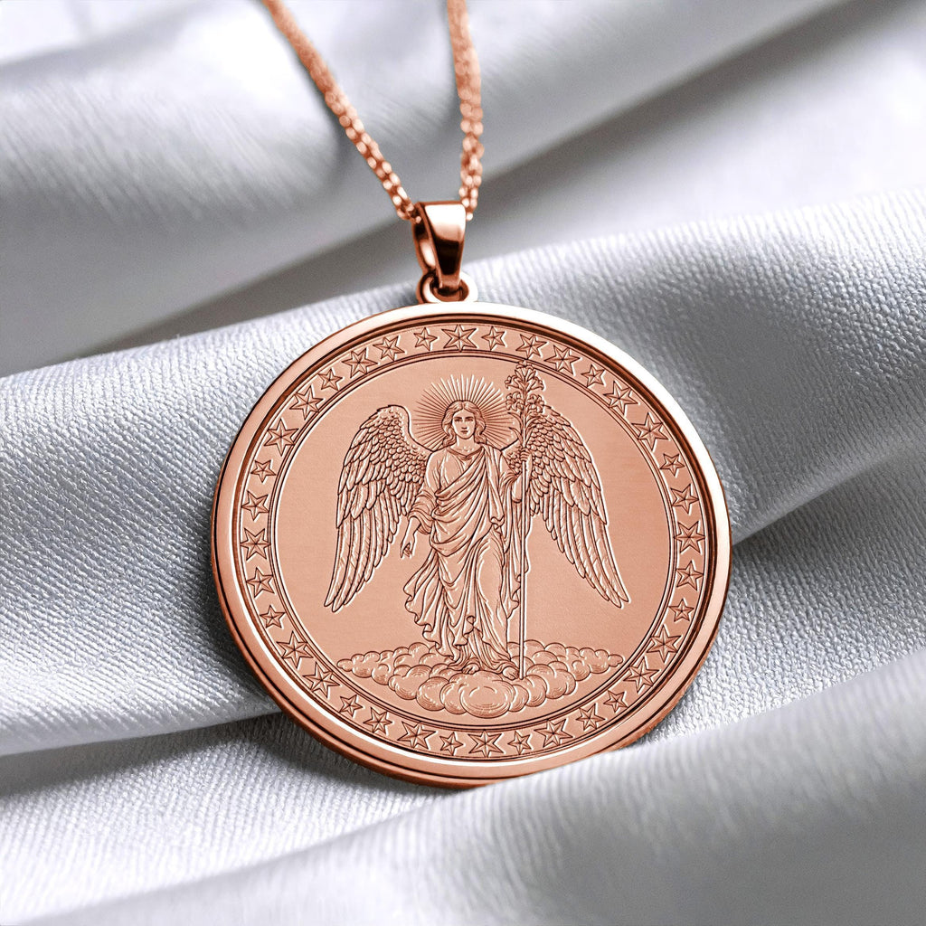 Archangel Uriel Necklace, Fire of God Pendant, Guardian Angel Medallion, Christmas Gift -97