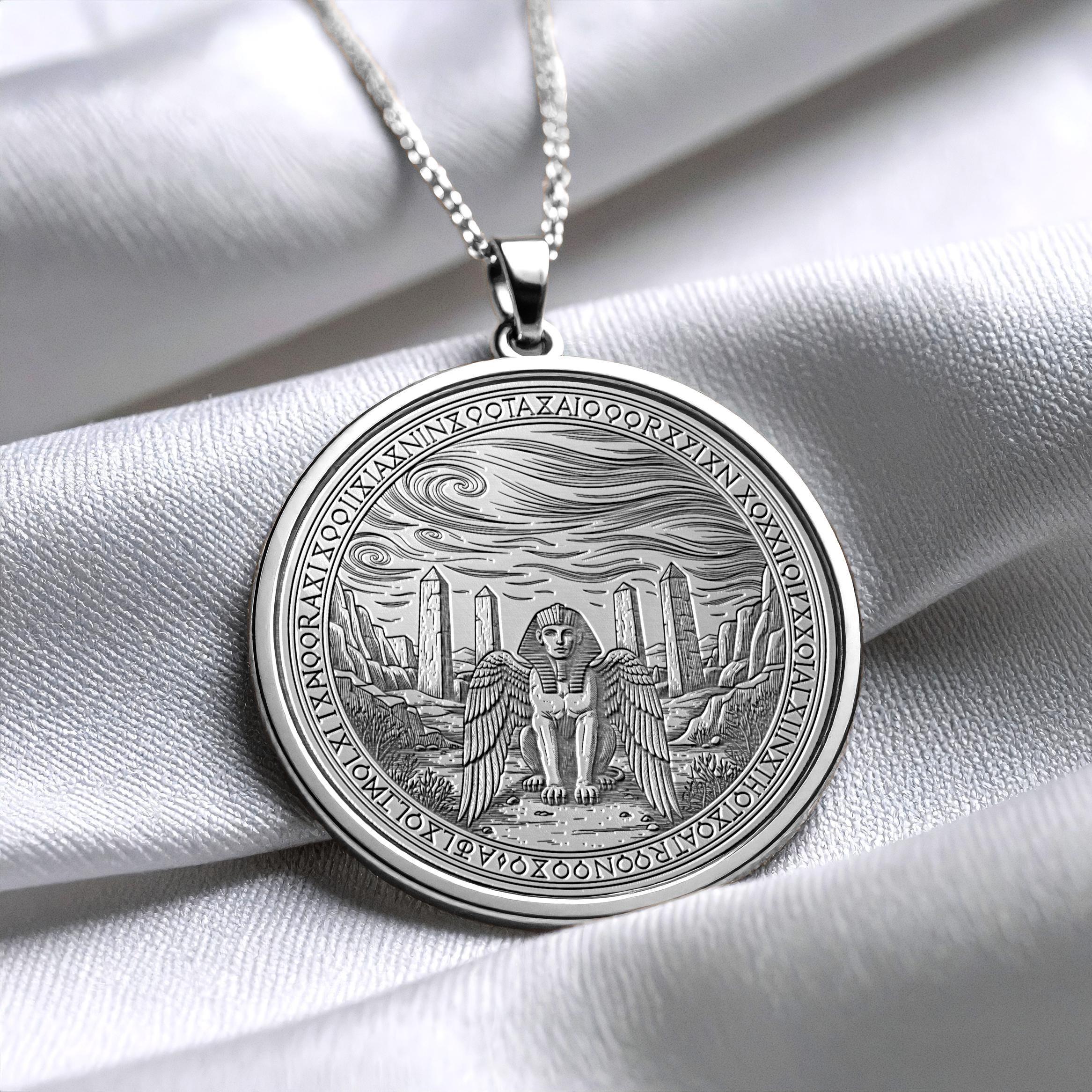 Ancient  Sphinx Necklace , Wisdom Talisman  Egyptian Jewelry -44