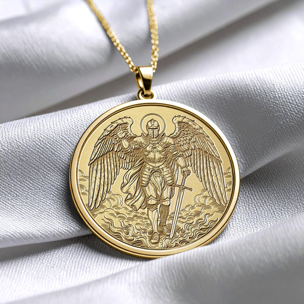 14K Archangel Michael Pendant – Divine Protection Necklace -89