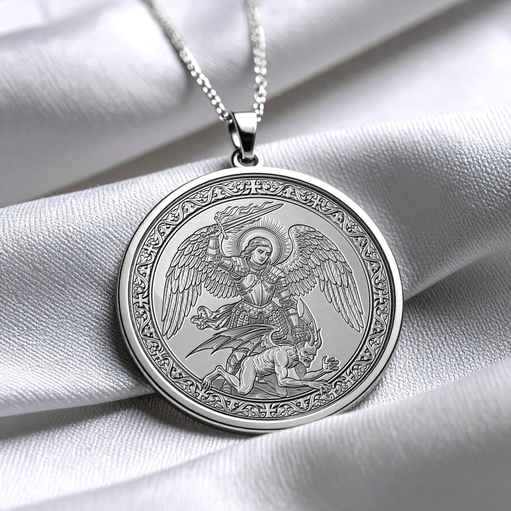 Archangel Saint Michael Protection Pendant Locket, Gold Warrior Angel Jewelry , Christmass Gift -90