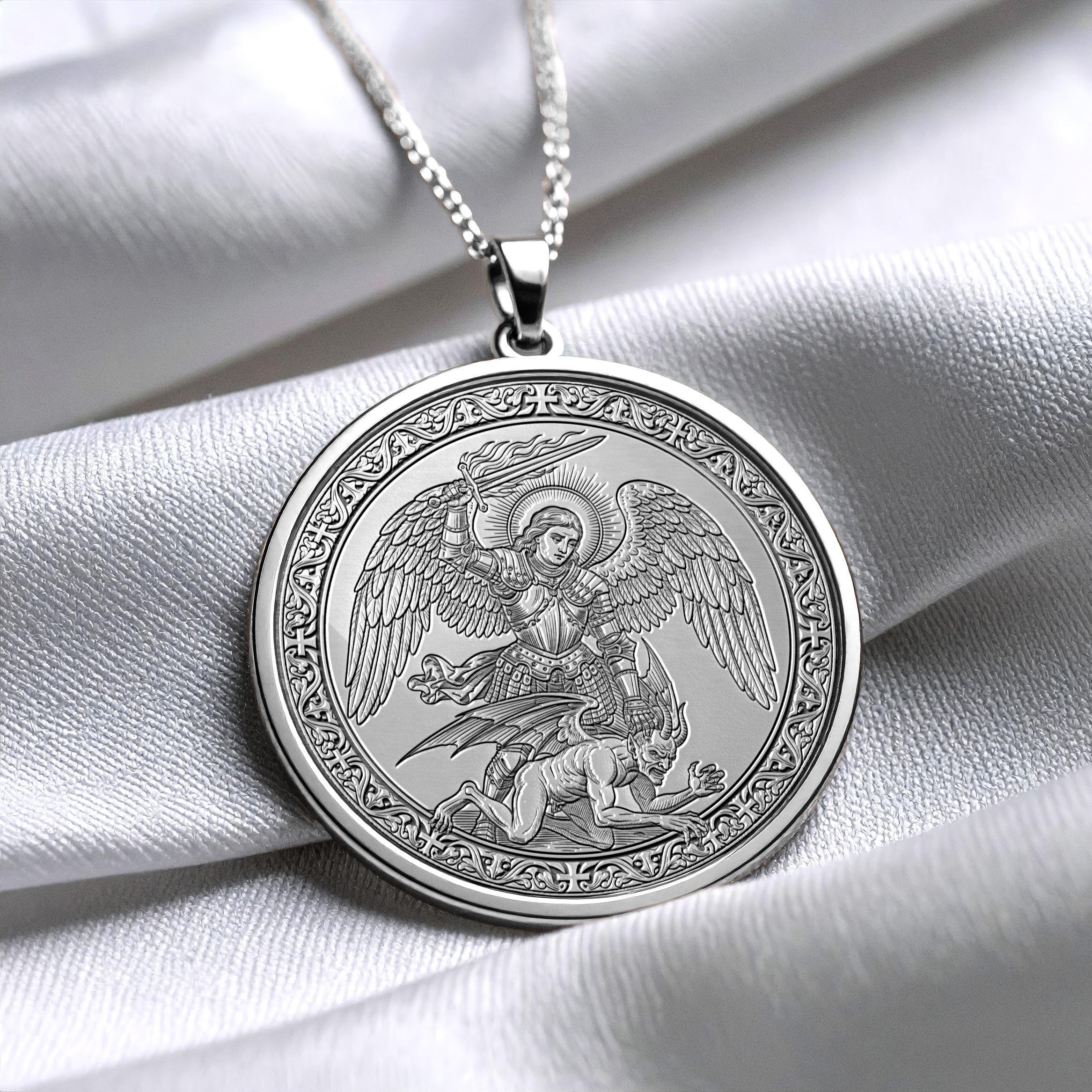 Archangel Saint Michael Protection Pendant Locket, Gold Warrior Angel Jewelry , Christmass Gift -90