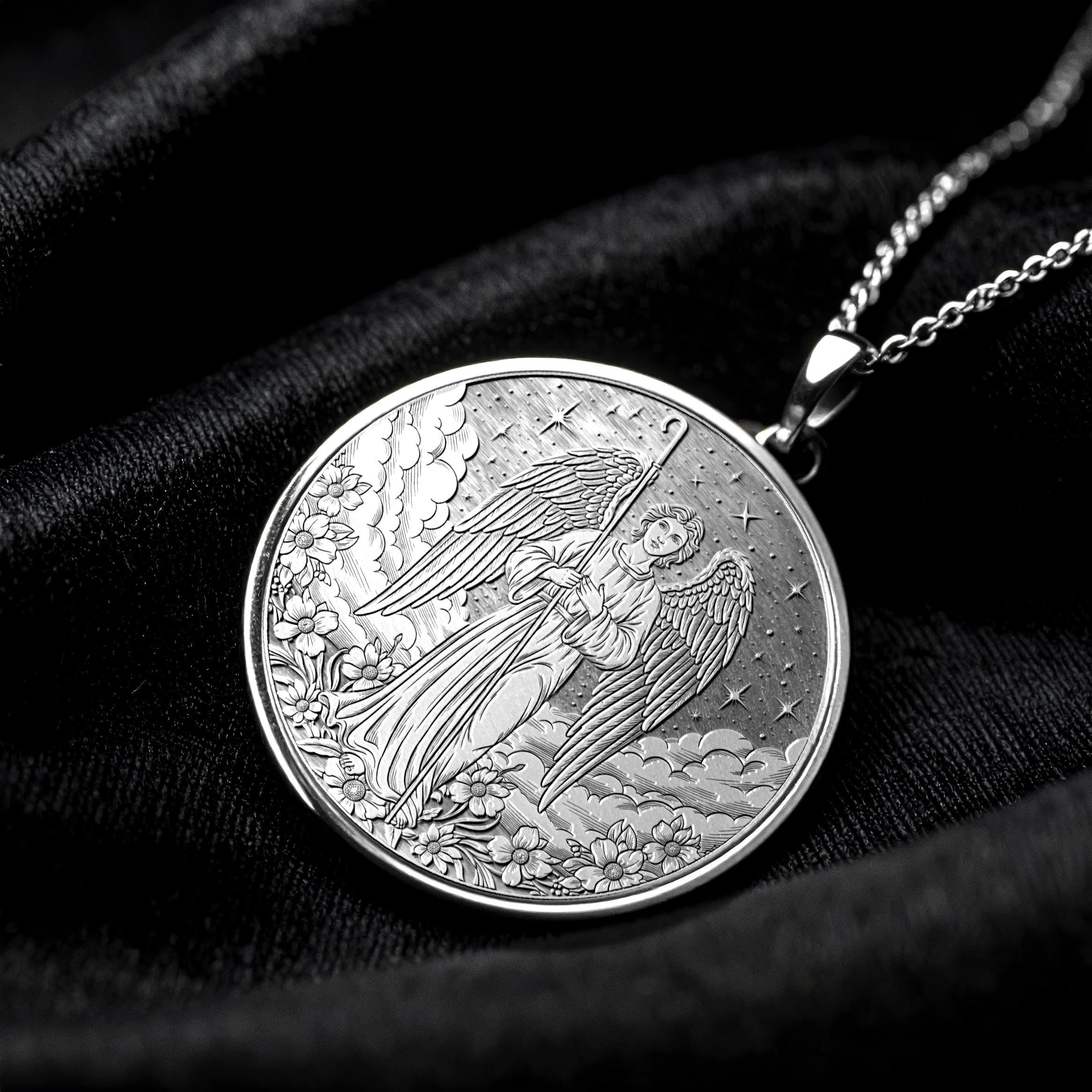 Archangel Raphael Necklace, Faith and Protection Symbol,  -76