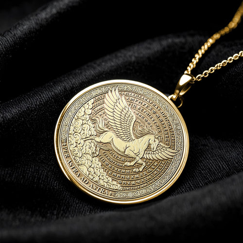 Ad Astra Per Aspera Necklace , Latin Motto Jewelry ,  Pegasus Necklace -245