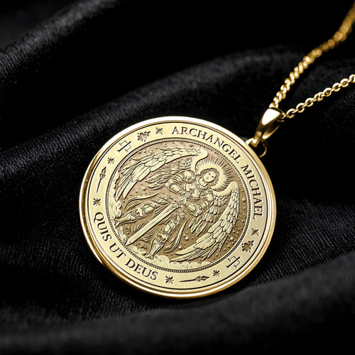 14K Gold Archangel Michael Necklace -80