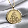 14K Gold Virgin Mary Medallion Necklace: Mother Mary Pendant - 103