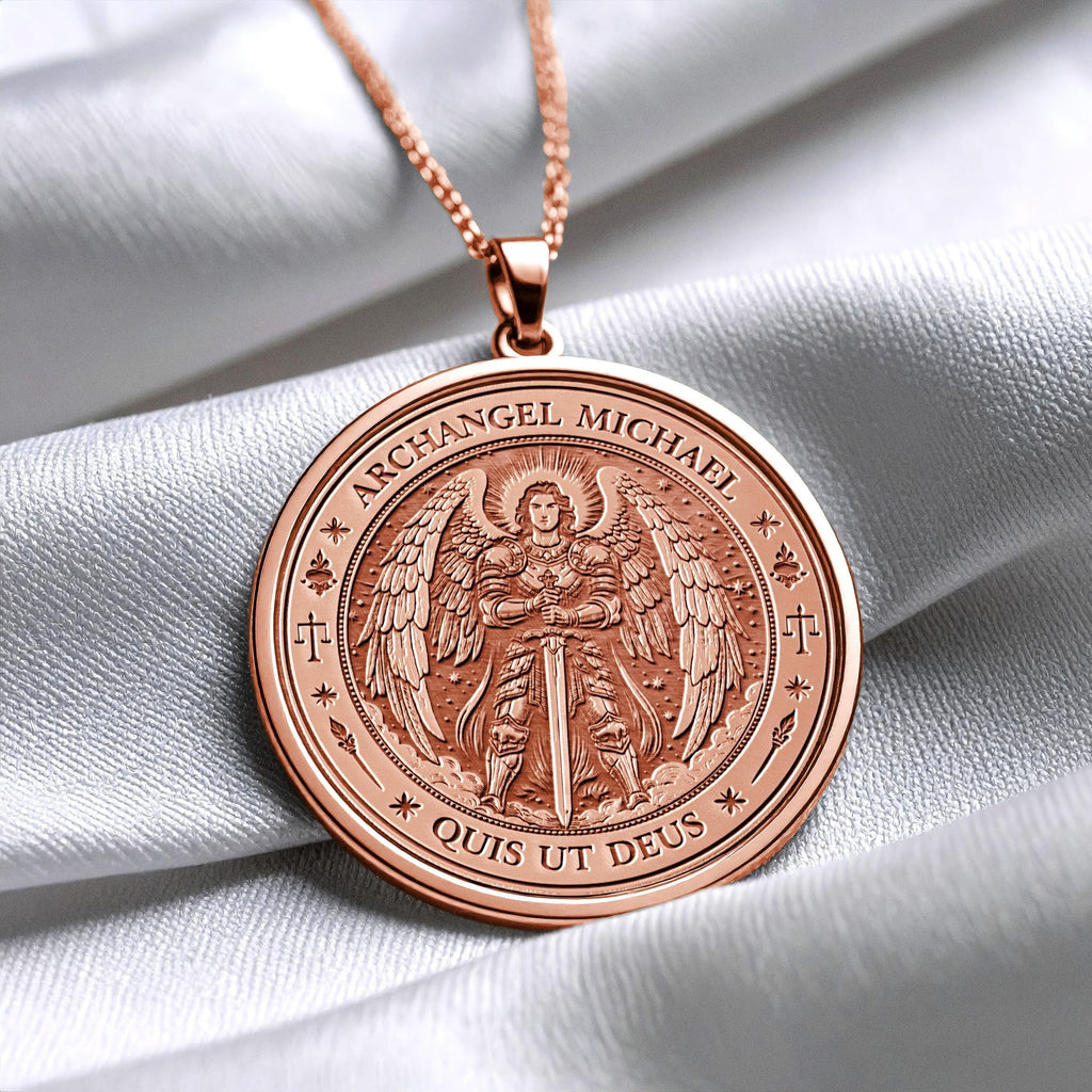 14K Gold Archangel Michael Necklace -80