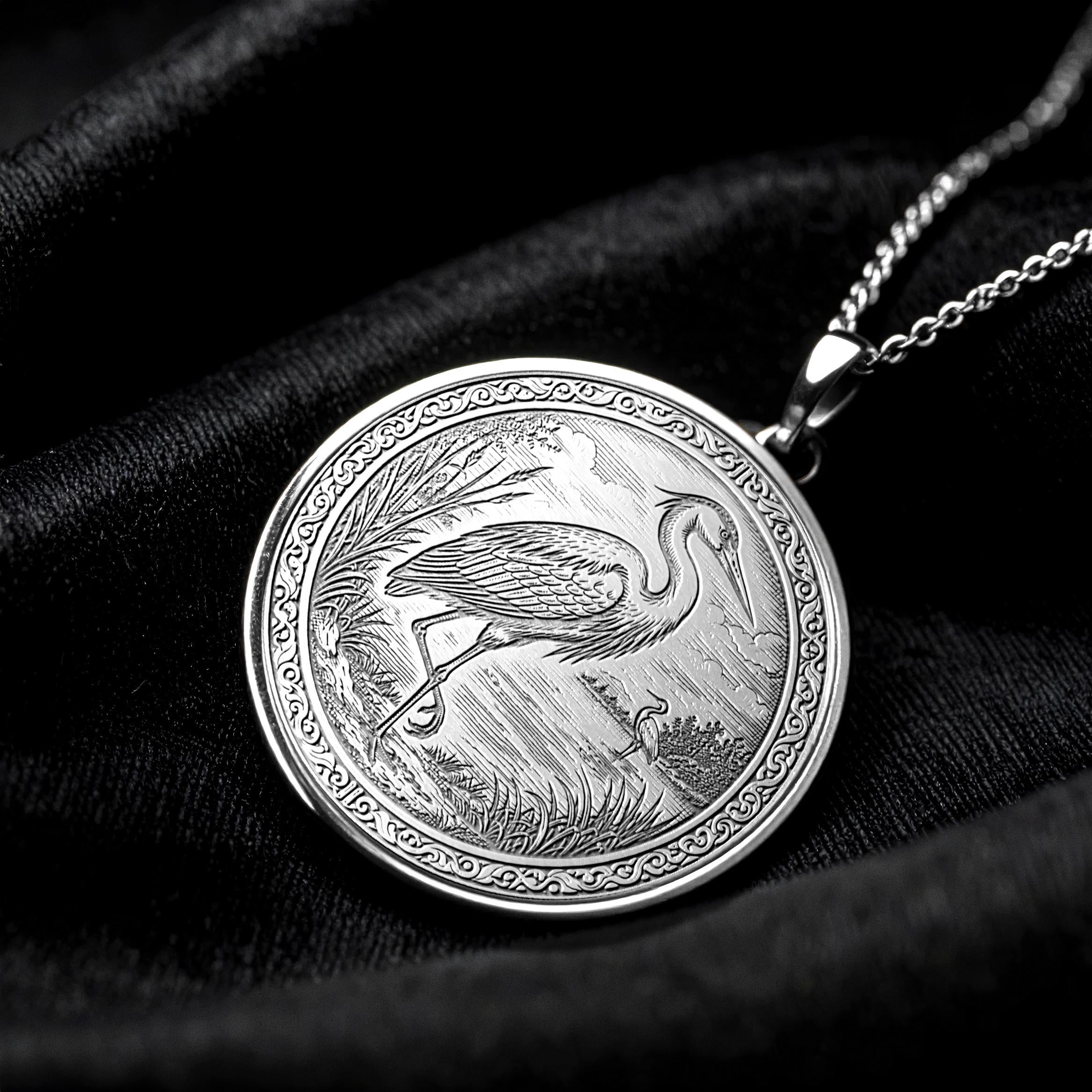 Crane Necklace – Zen Bird Pendant, Spiritual Harmony Jewelry -224