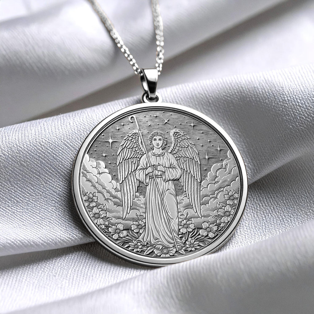Archangel Raphael Necklace, Faith and Protection Symbol,  -76