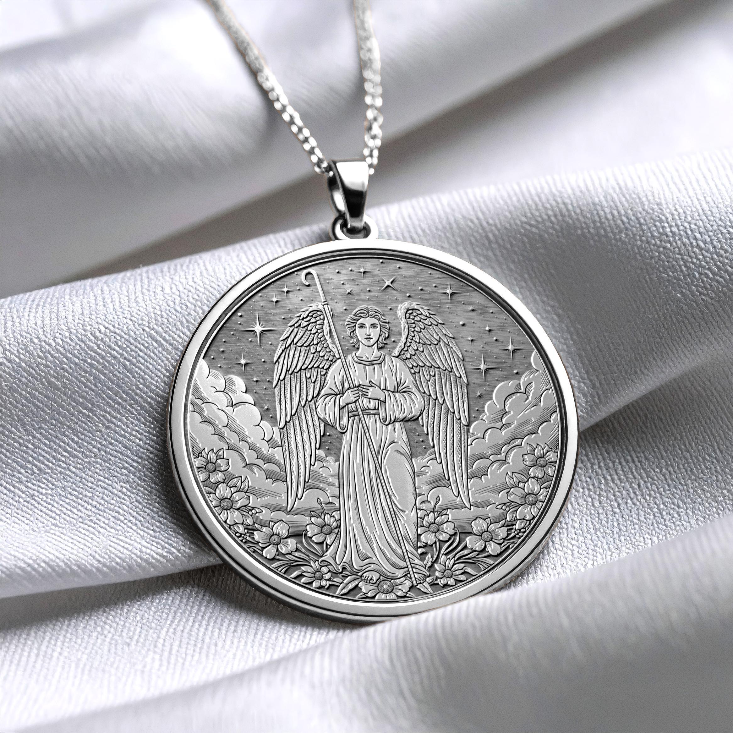Archangel Raphael Necklace, Faith and Protection Symbol,  -76
