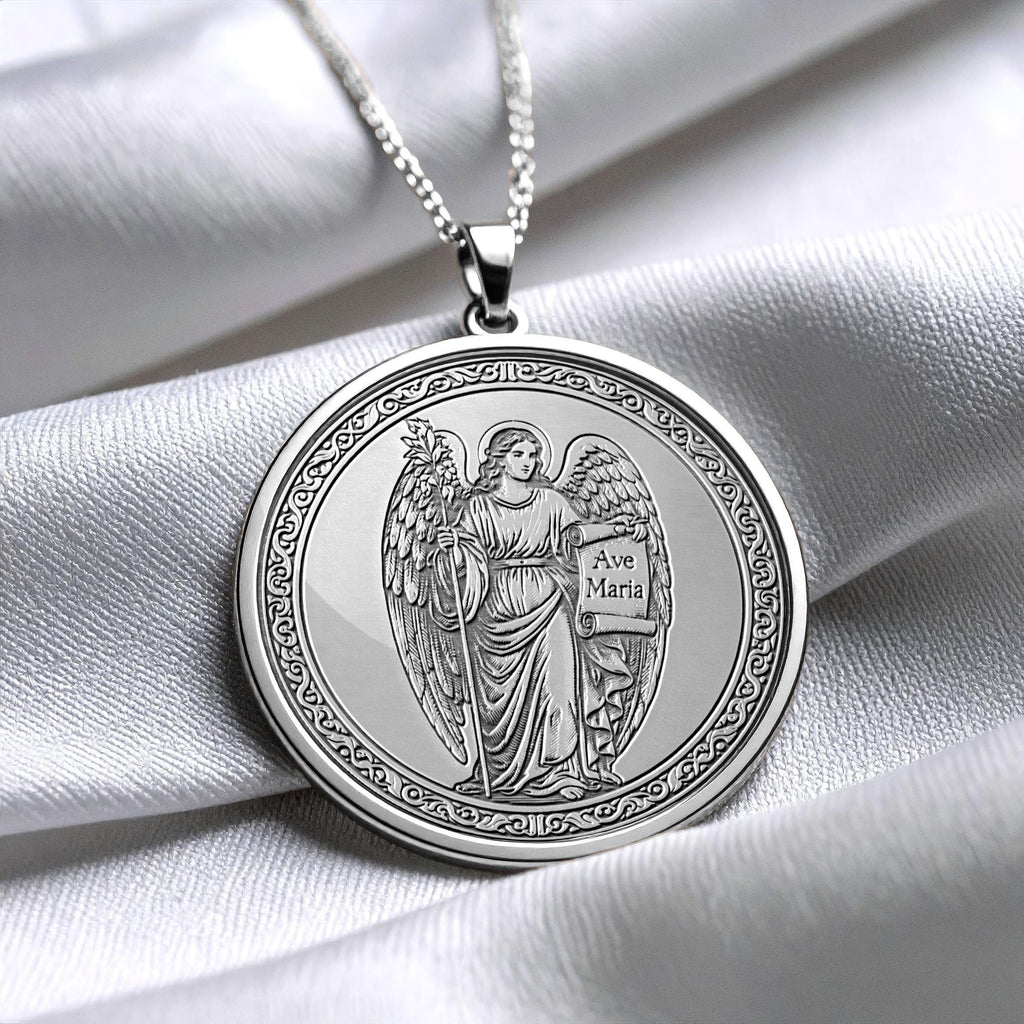 14K Gold Archangel Gabriel Necklace – Spiritual Protection Pendant -86