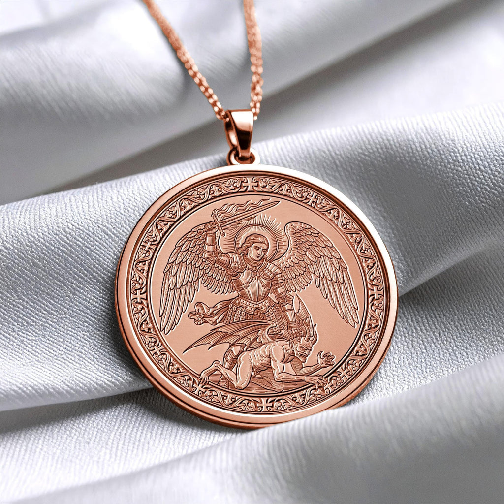 Archangel Saint Michael Protection Pendant Locket, Gold Warrior Angel Jewelry , Christmass Gift -90
