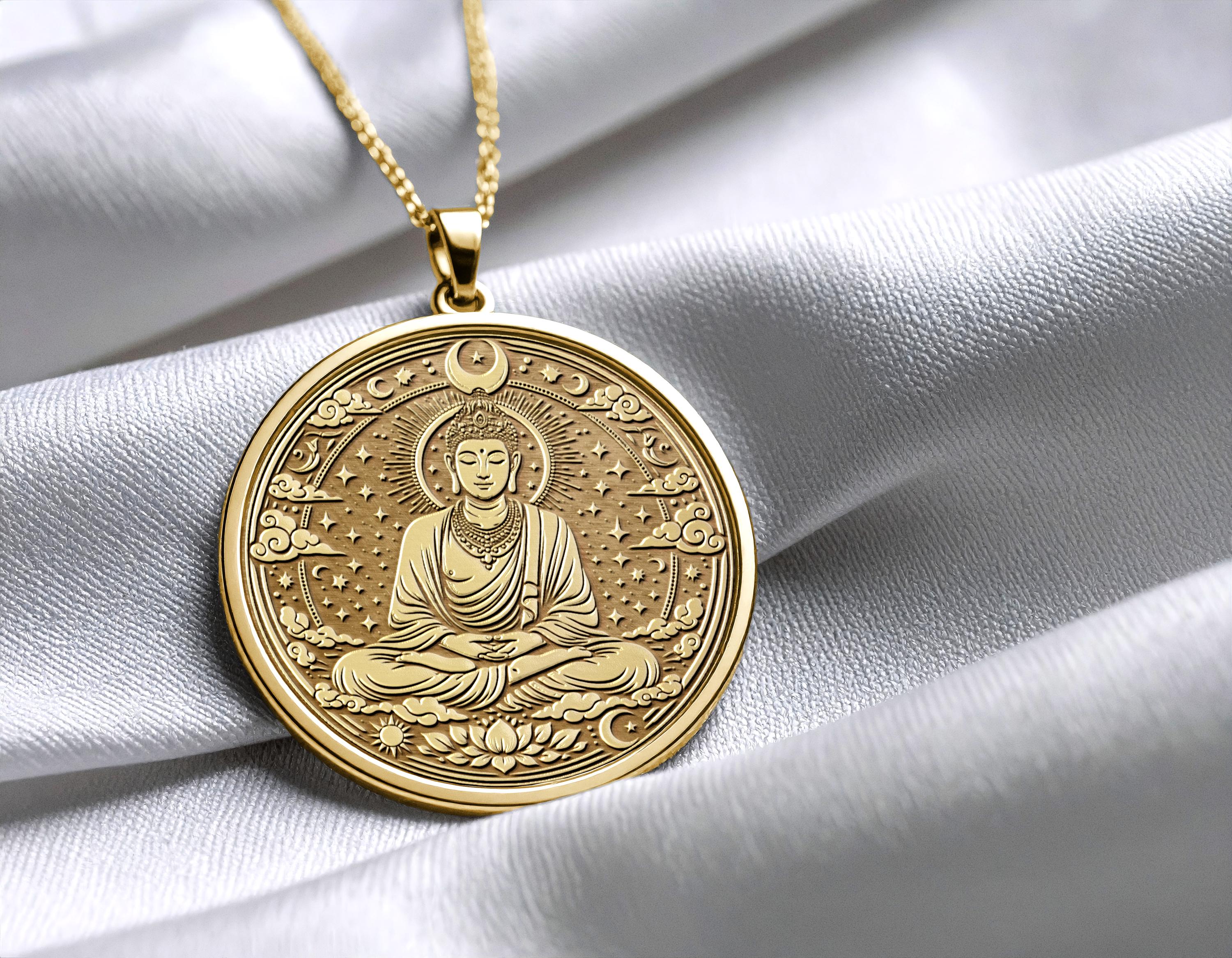 Celestial Buddha Pendant Spiritual Necklace -343