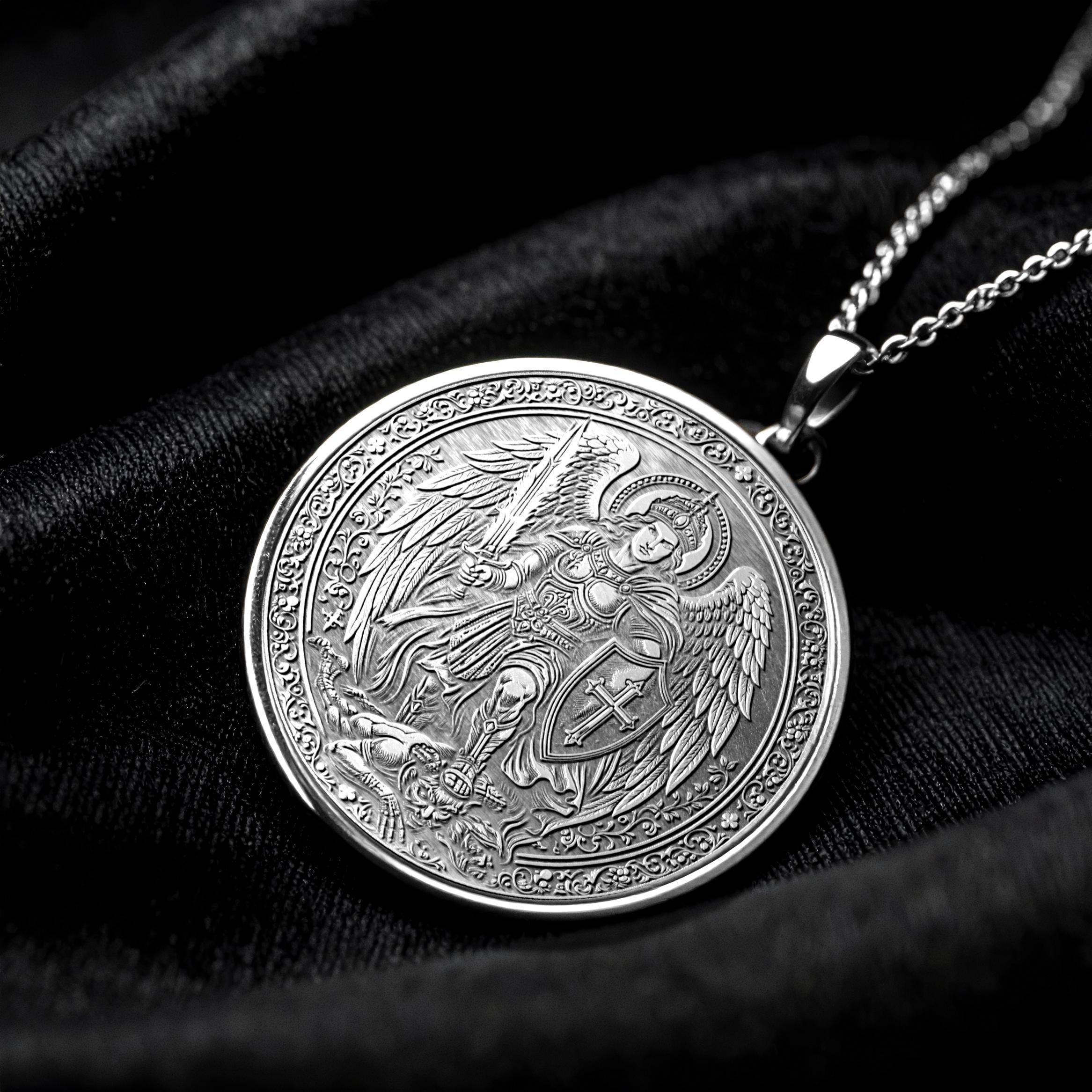 14K St Michael Pendant – Heavenly Protection , Courage & Divine Necklace –-87