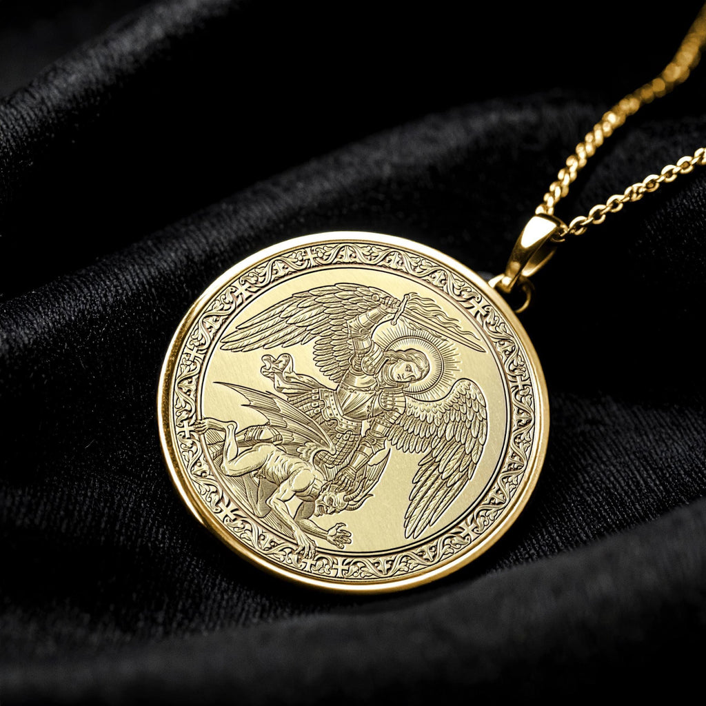 Archangel Saint Michael Protection Pendant Locket, Gold Warrior Angel Jewelry , Christmass Gift -90