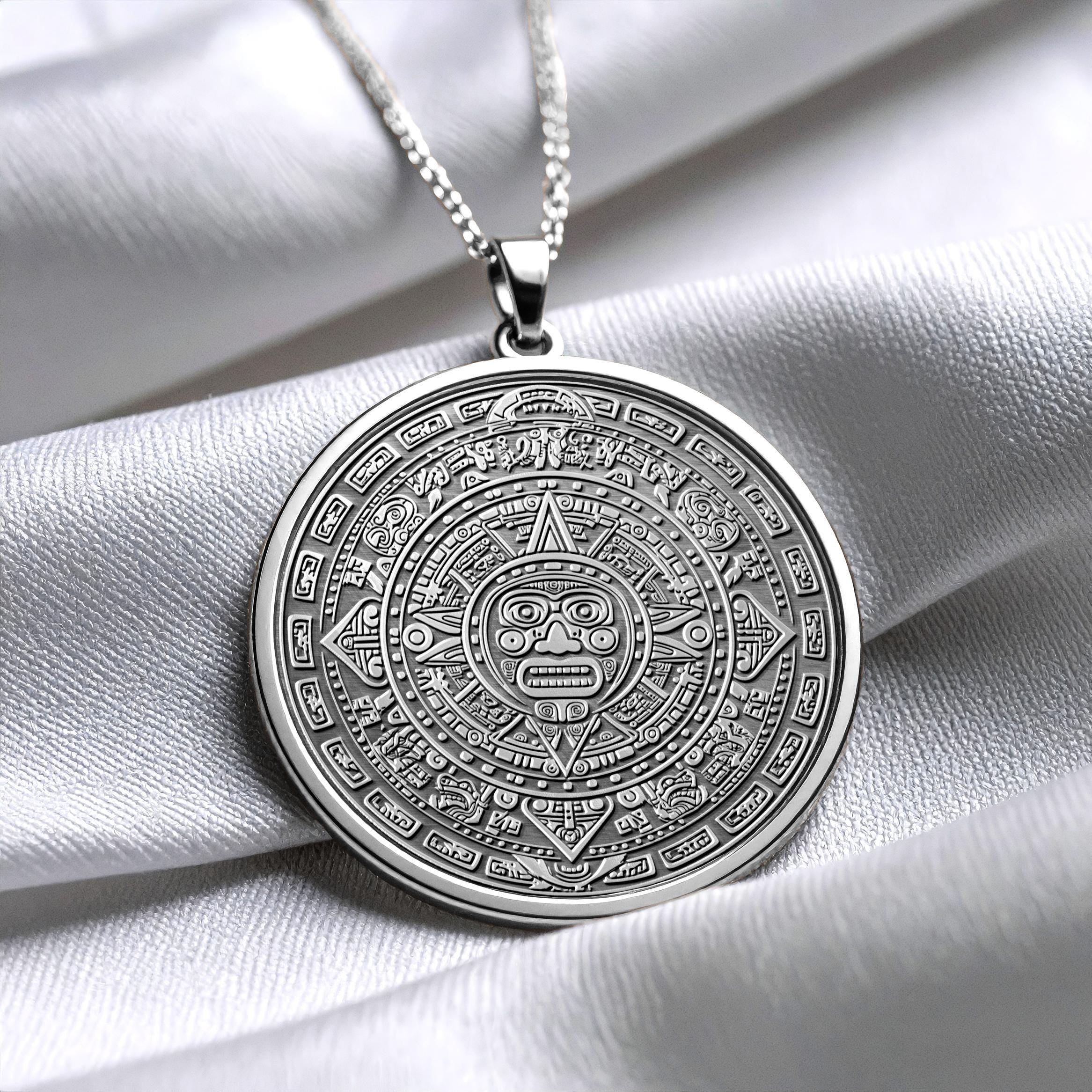 Aztec Sun Stone Necklace: Tonatiuh Pendant -175