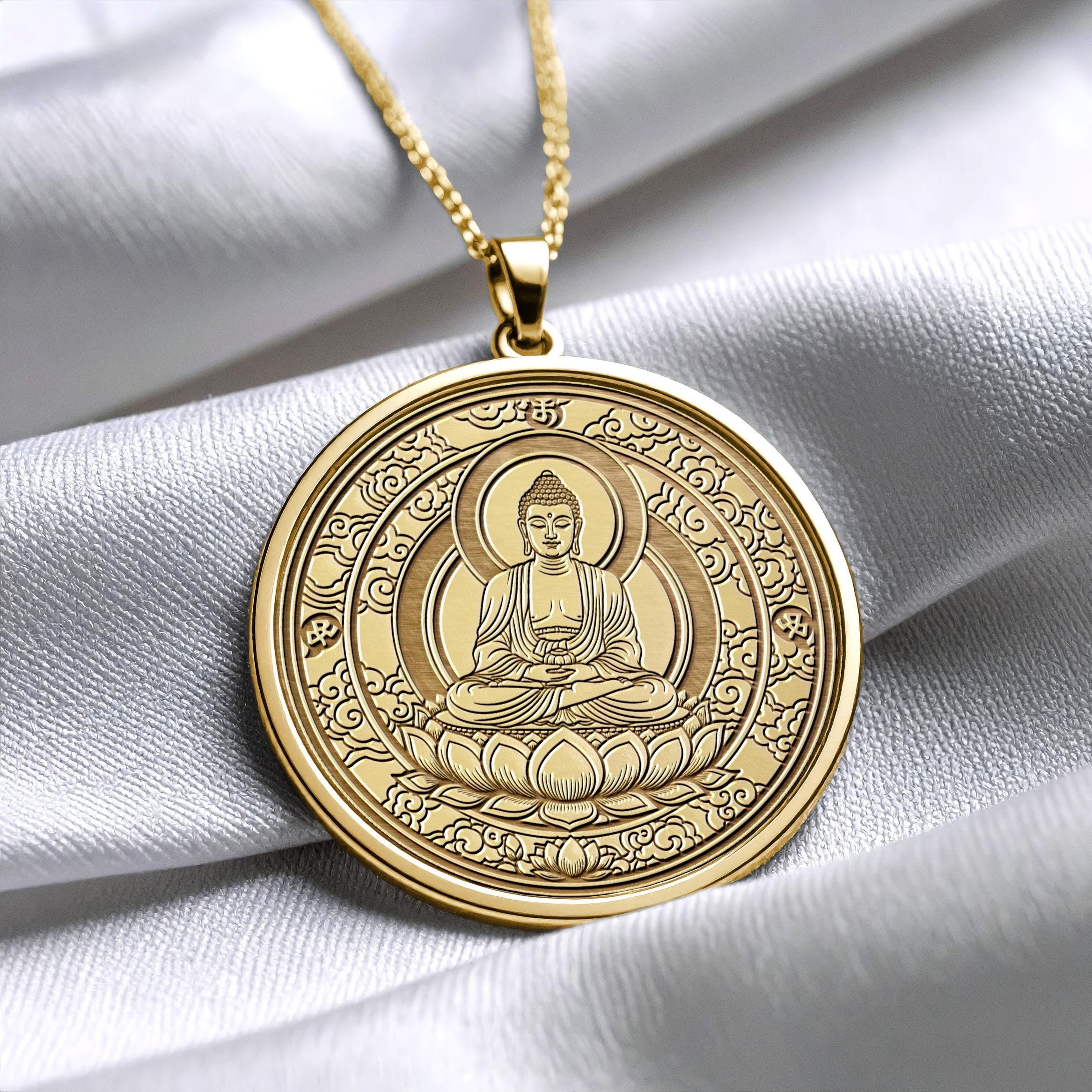 Buddha Pendant – Gold Mudra Meditation Necklace -252