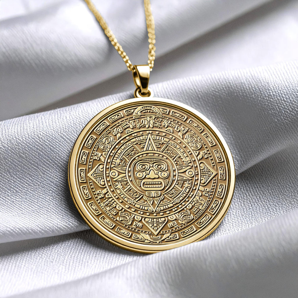 Aztec Sun Stone Necklace: Tonatiuh Pendant -175