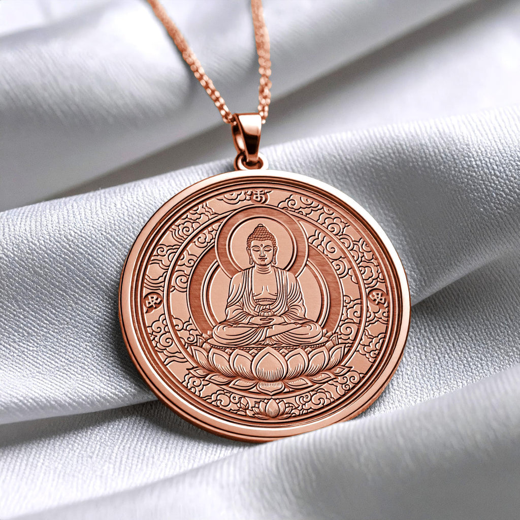 Buddha Pendant – Gold Mudra Meditation Necklace -252