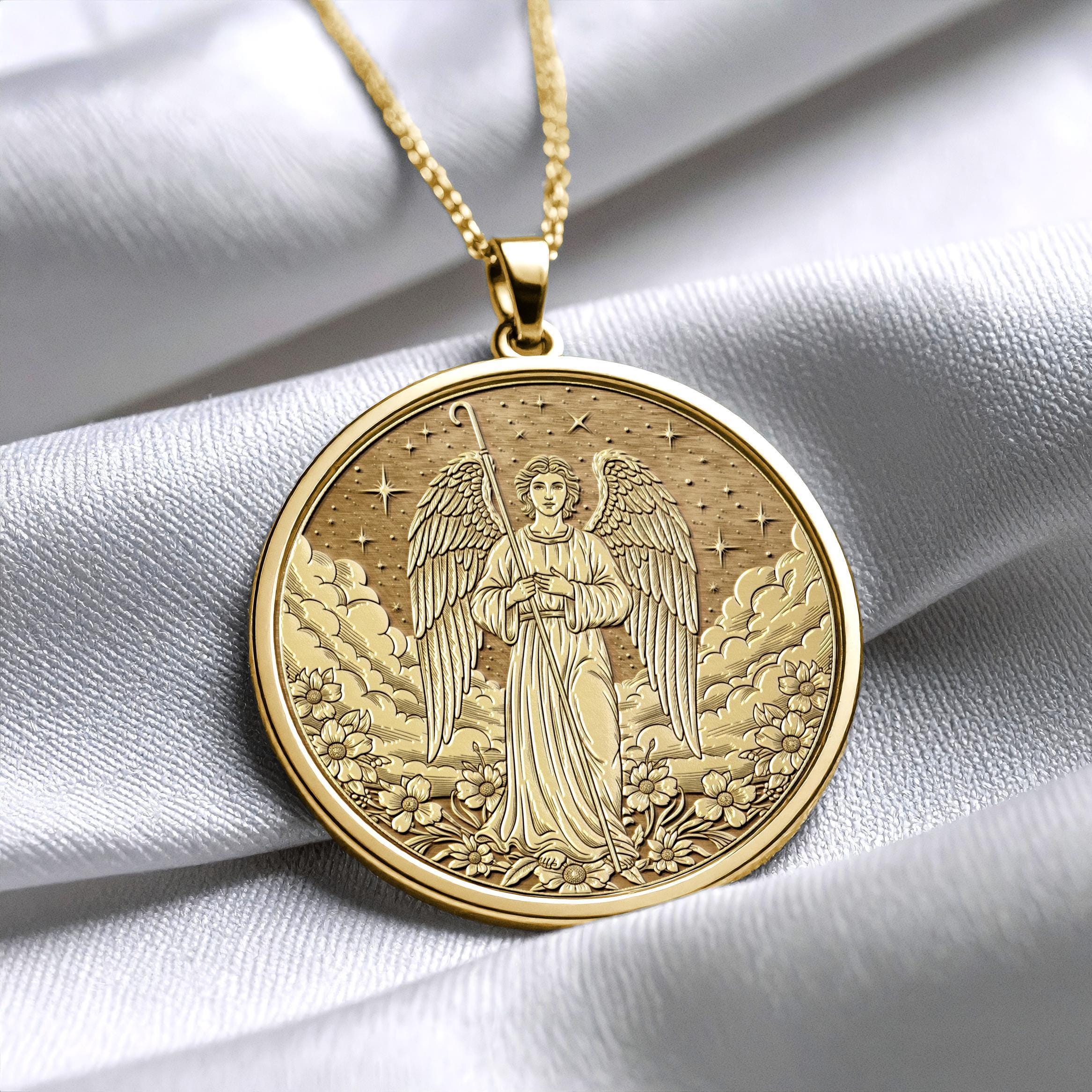 Archangel Raphael Necklace, Faith and Protection Symbol,  -76