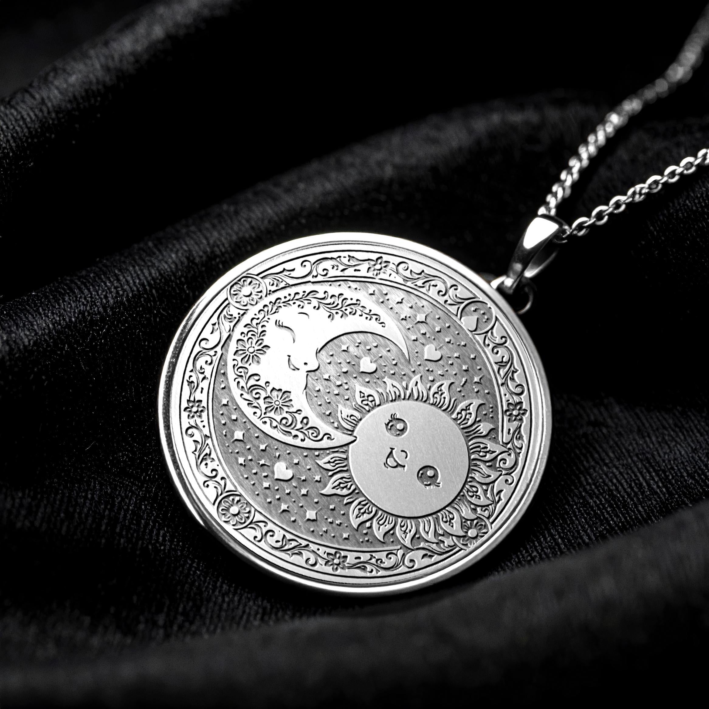 Celestial Sun and Moon Pendant – 925 Sterling Silver, Gold Plated Options -366