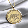 Aztec Jaguar Coin Pendant – Sterling Silver or Gold Totem Necklace -216