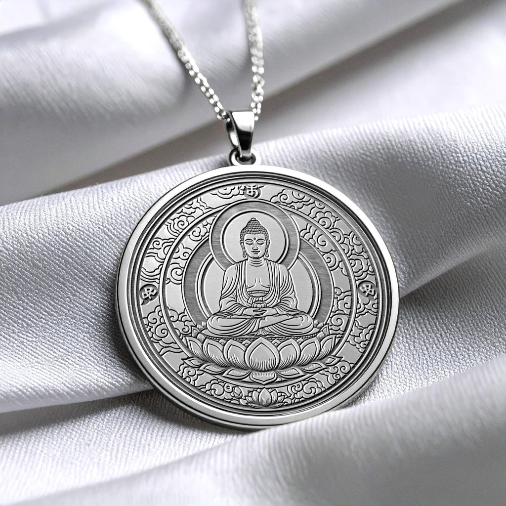 Buddha Pendant – Gold Mudra Meditation Necklace -252