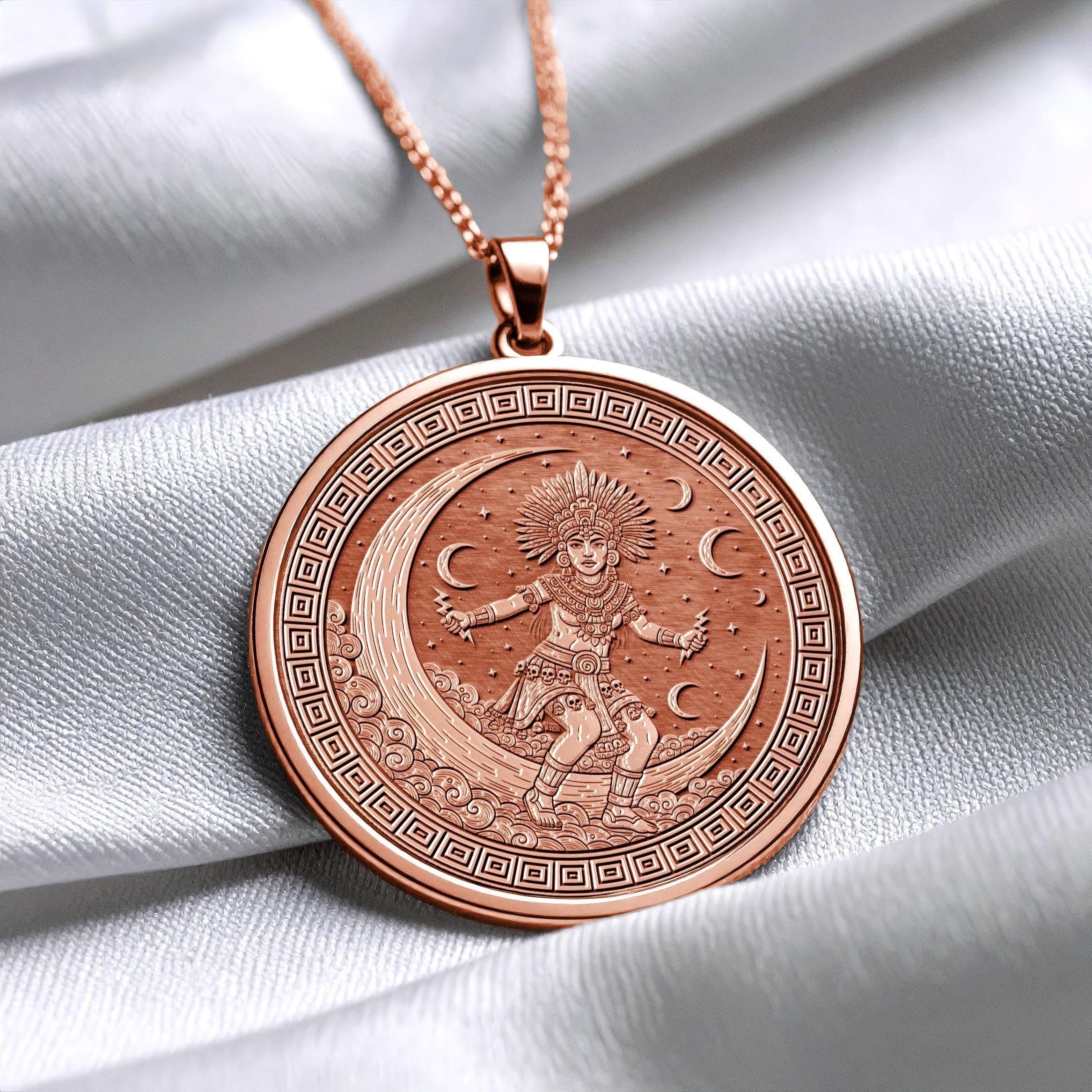 Coyolxauhqui Necklace : Aztec Moon Goddess Pendant , Night Goddess Jewelry -174