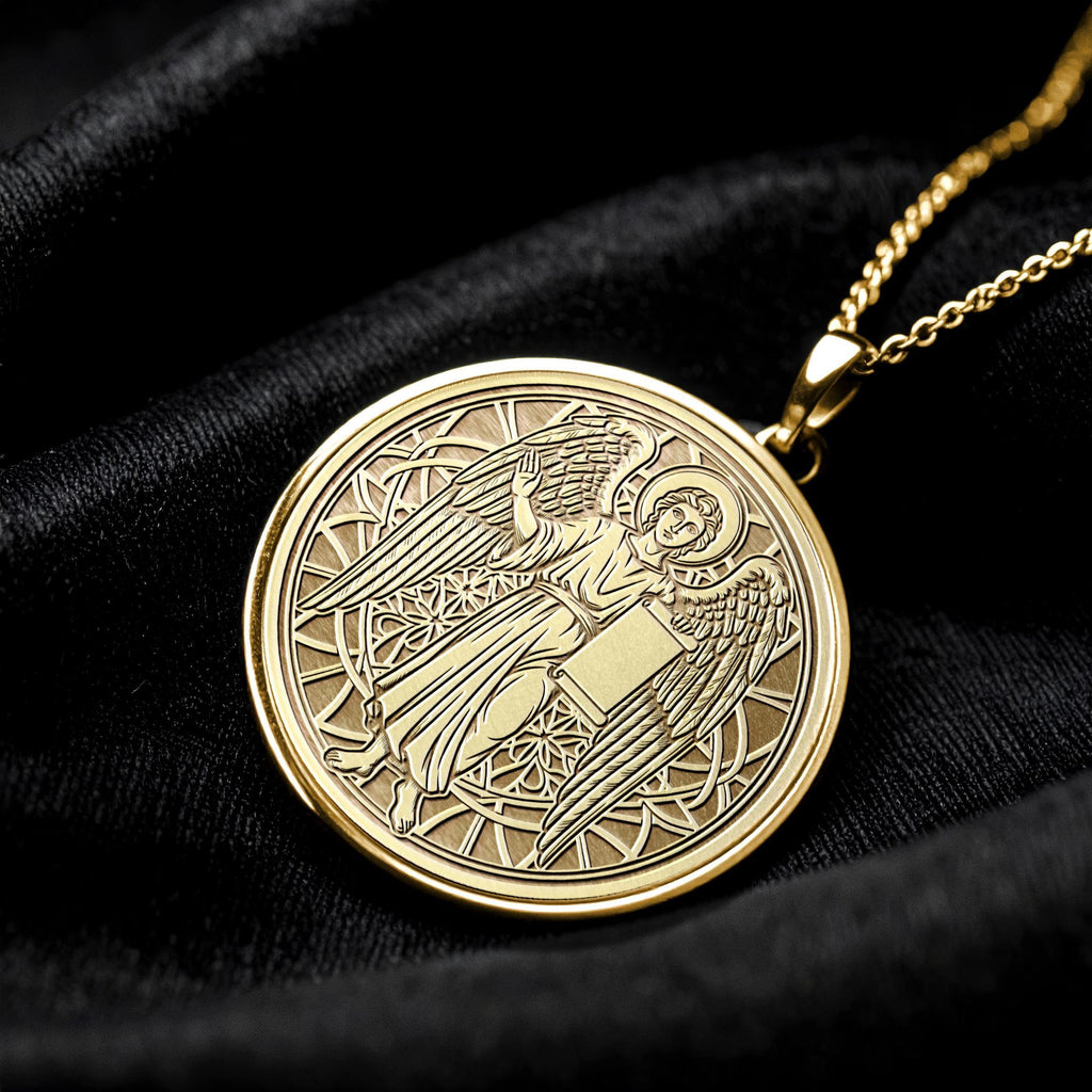 Archangel Gabriel Necklace, Mother's Day Religious Gift, Wedding Gift, 14K Gold Protection Jewelry -82