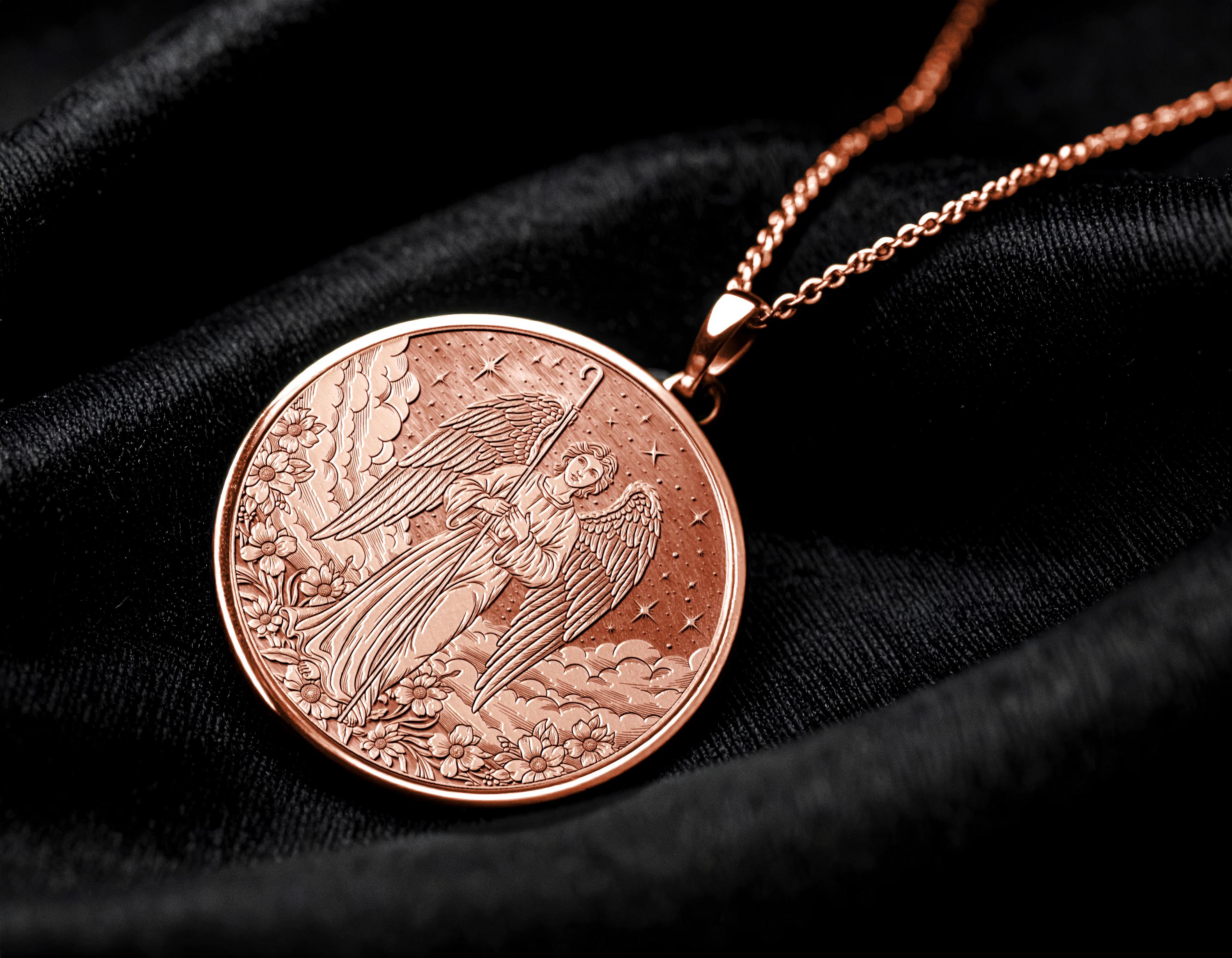 Archangel Raphael Necklace, Faith and Protection Symbol,  -76