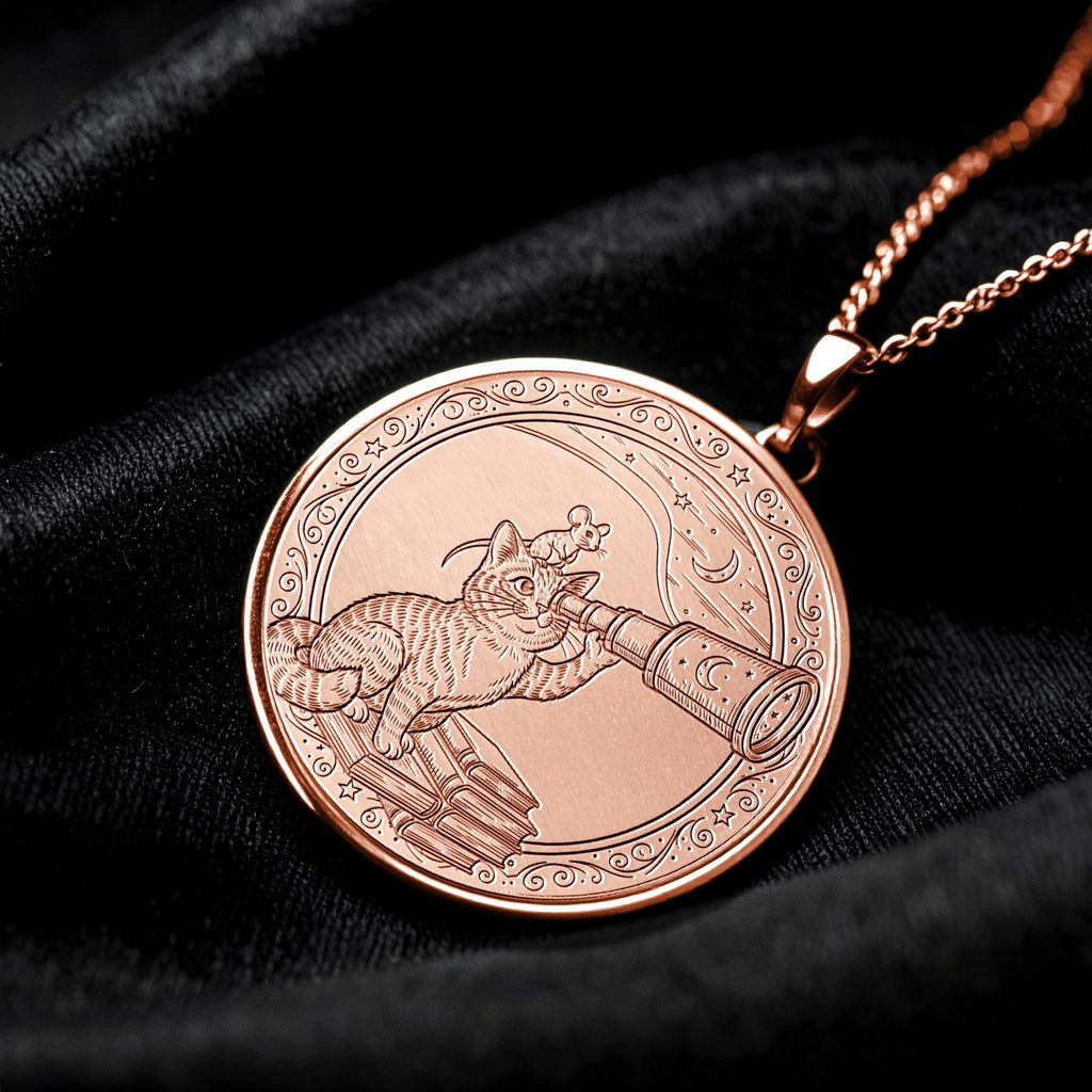 14K Gold Cat Necklace, Animal Jewelry Gift -295