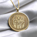 14k Solid Gold Gabriel Necklace, Silver Archangel Medallion , Guardian Jewelry -83