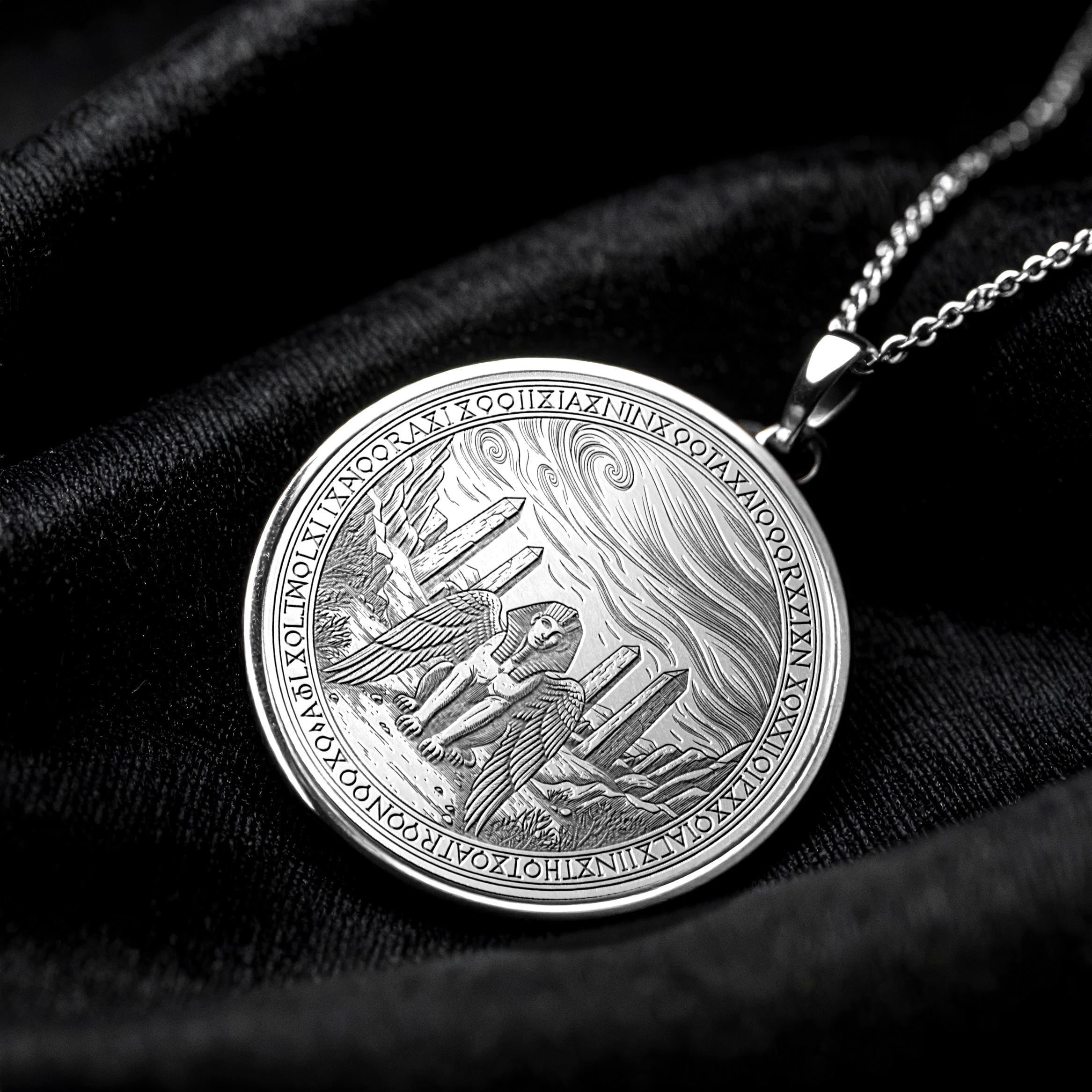 Ancient  Sphinx Necklace , Wisdom Talisman  Egyptian Jewelry -44