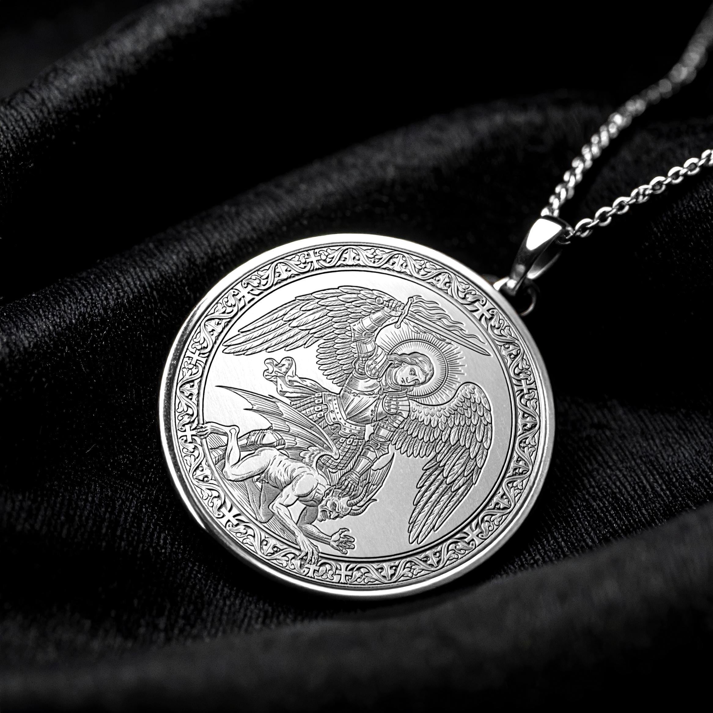 Archangel Saint Michael Protection Pendant Locket, Gold Warrior Angel Jewelry , Christmass Gift -90