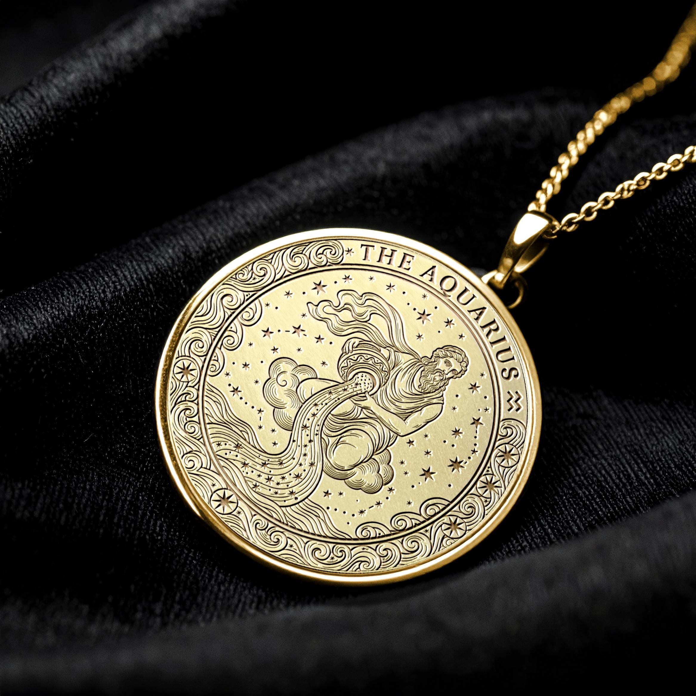Aquarius Zodiac Pendant Necklace – Meaningful Astrology Jewelry -1