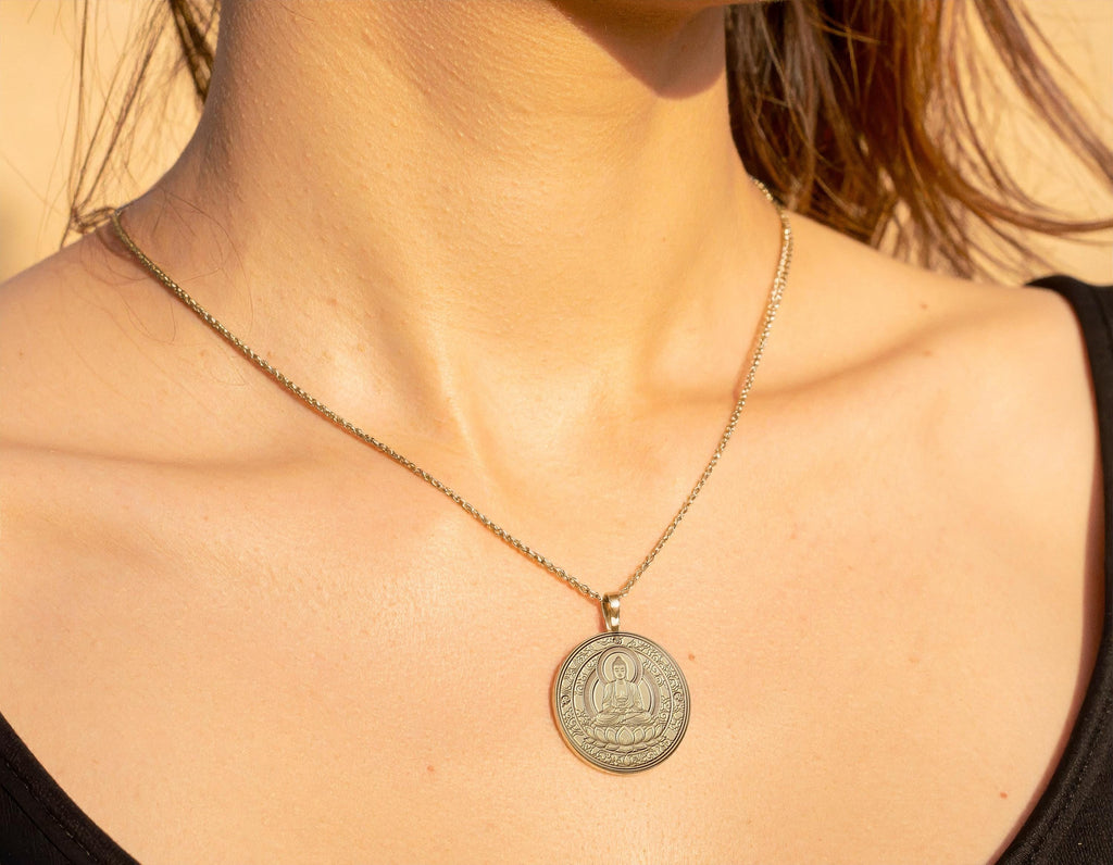 Buddha Pendant – Gold Mudra Meditation Necklace -252