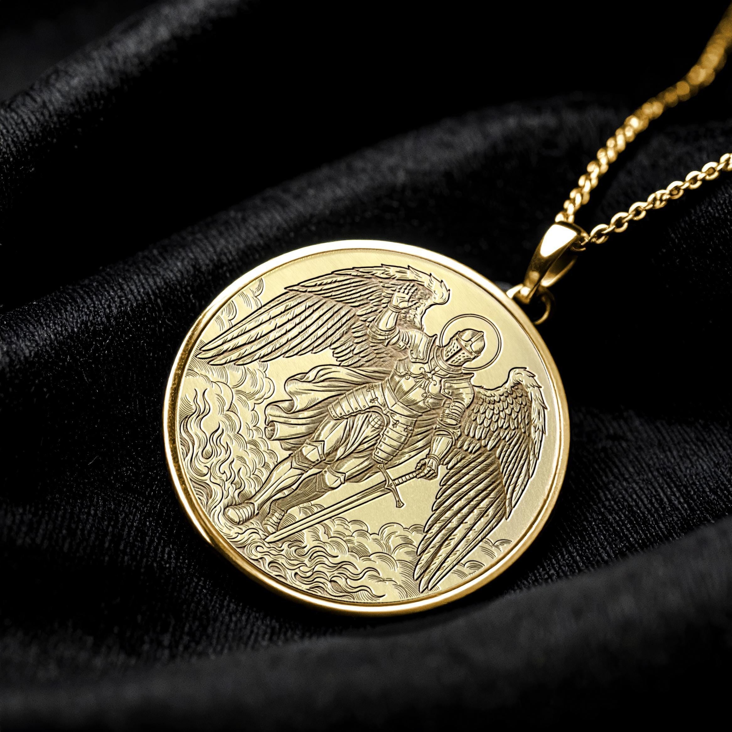 14K Archangel Michael Pendant – Divine Protection Necklace -89