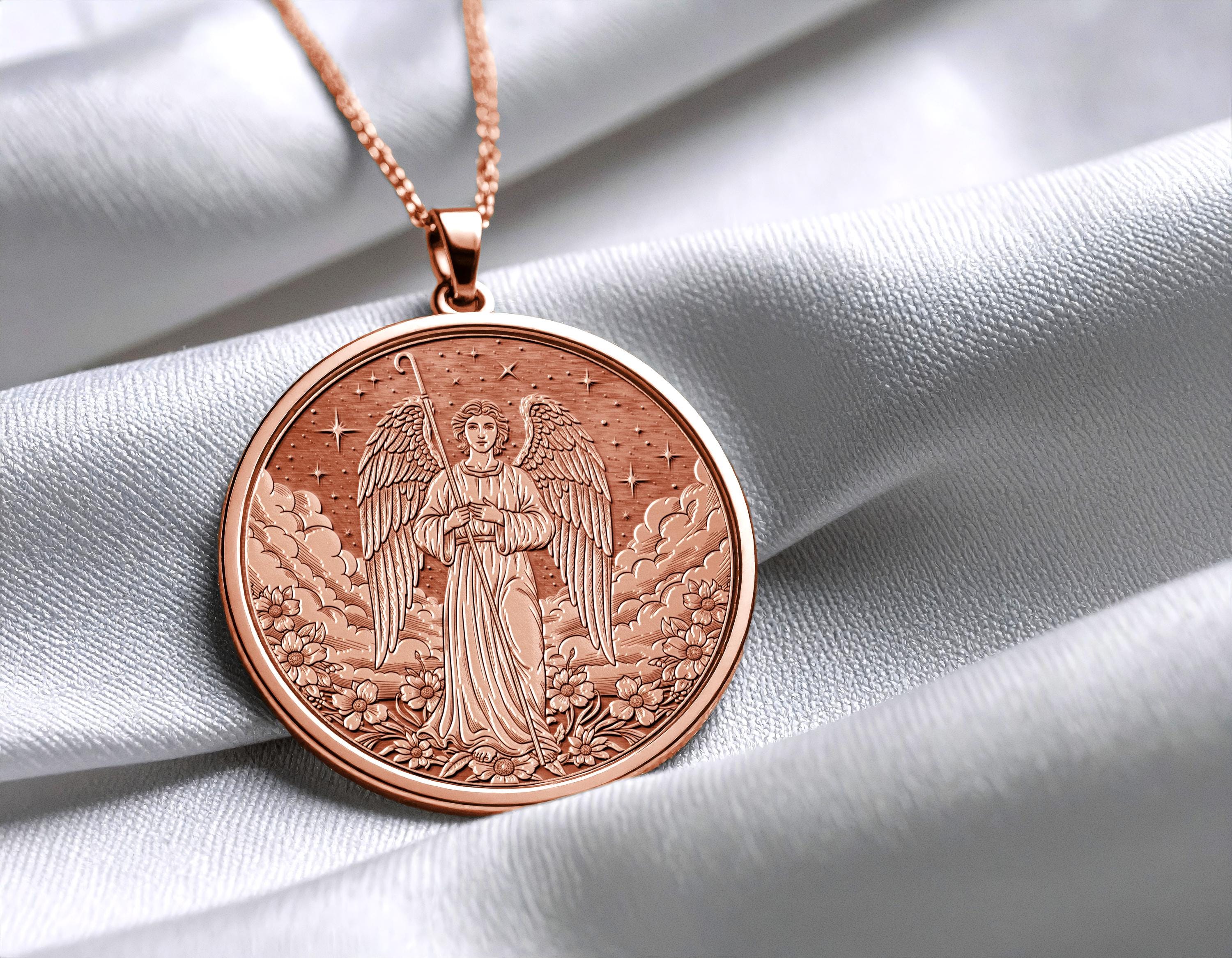 Archangel Raphael Necklace, Faith and Protection Symbol,  -76