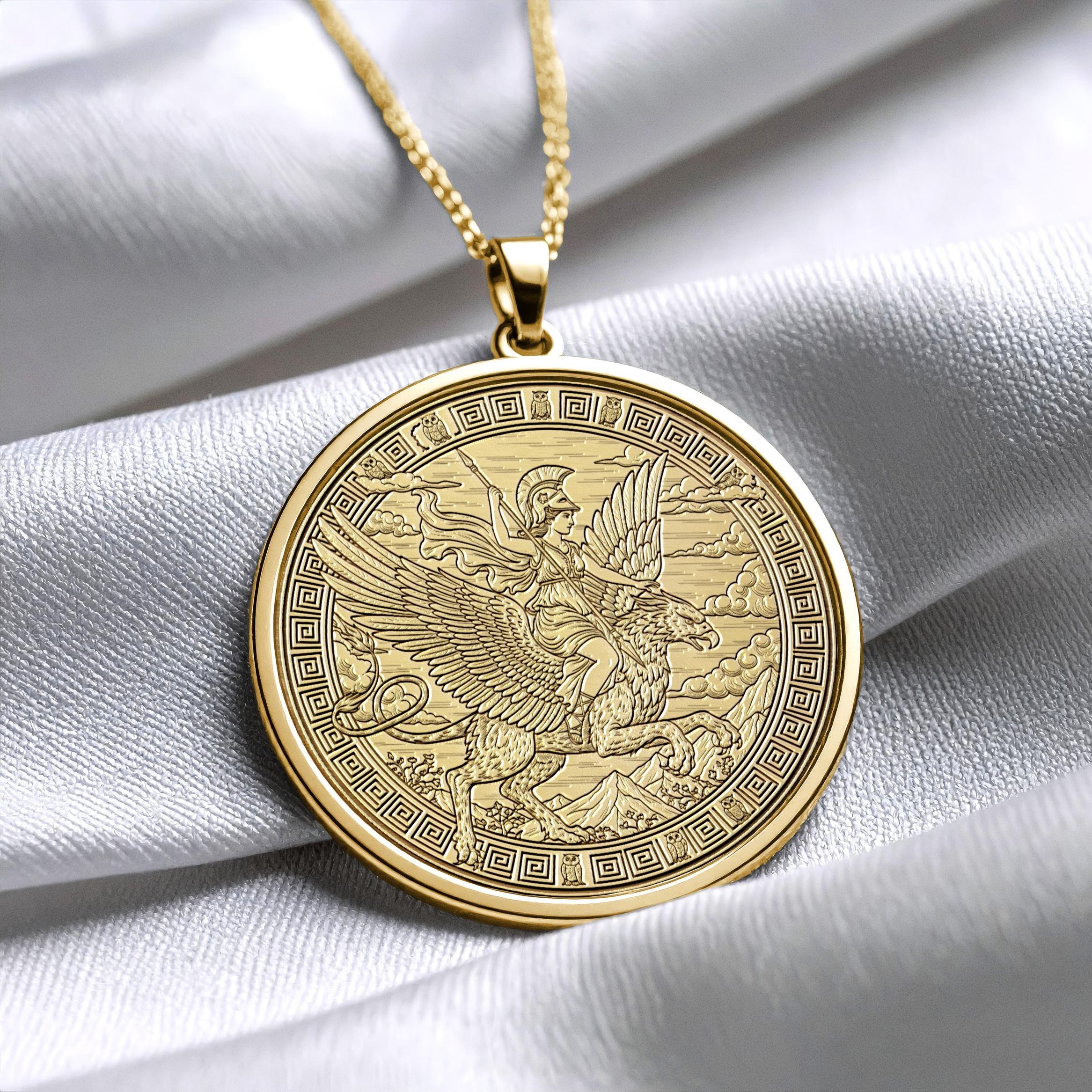 Athena Goddess Necklace – Greek Wisdom Medallion-55