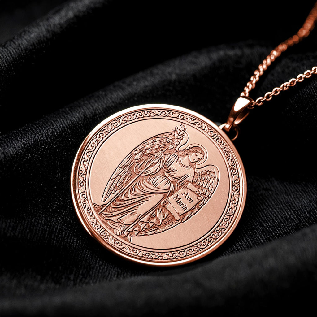 14K Gold Archangel Gabriel Necklace – Spiritual Protection Pendant -86