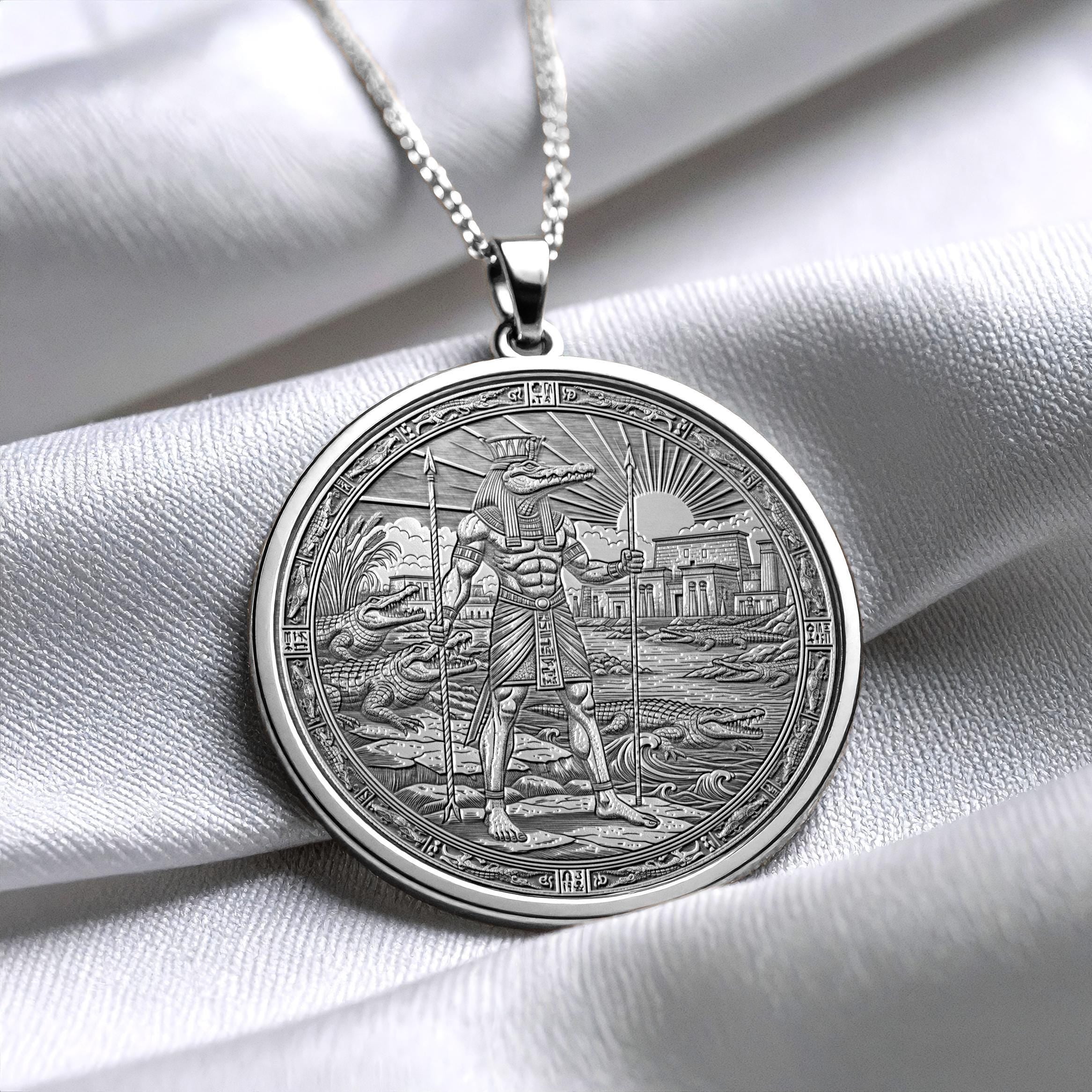 Ancient Egyptian Sobek Necklace, Strength and Protection Pendant  , Guardian of Nile-33