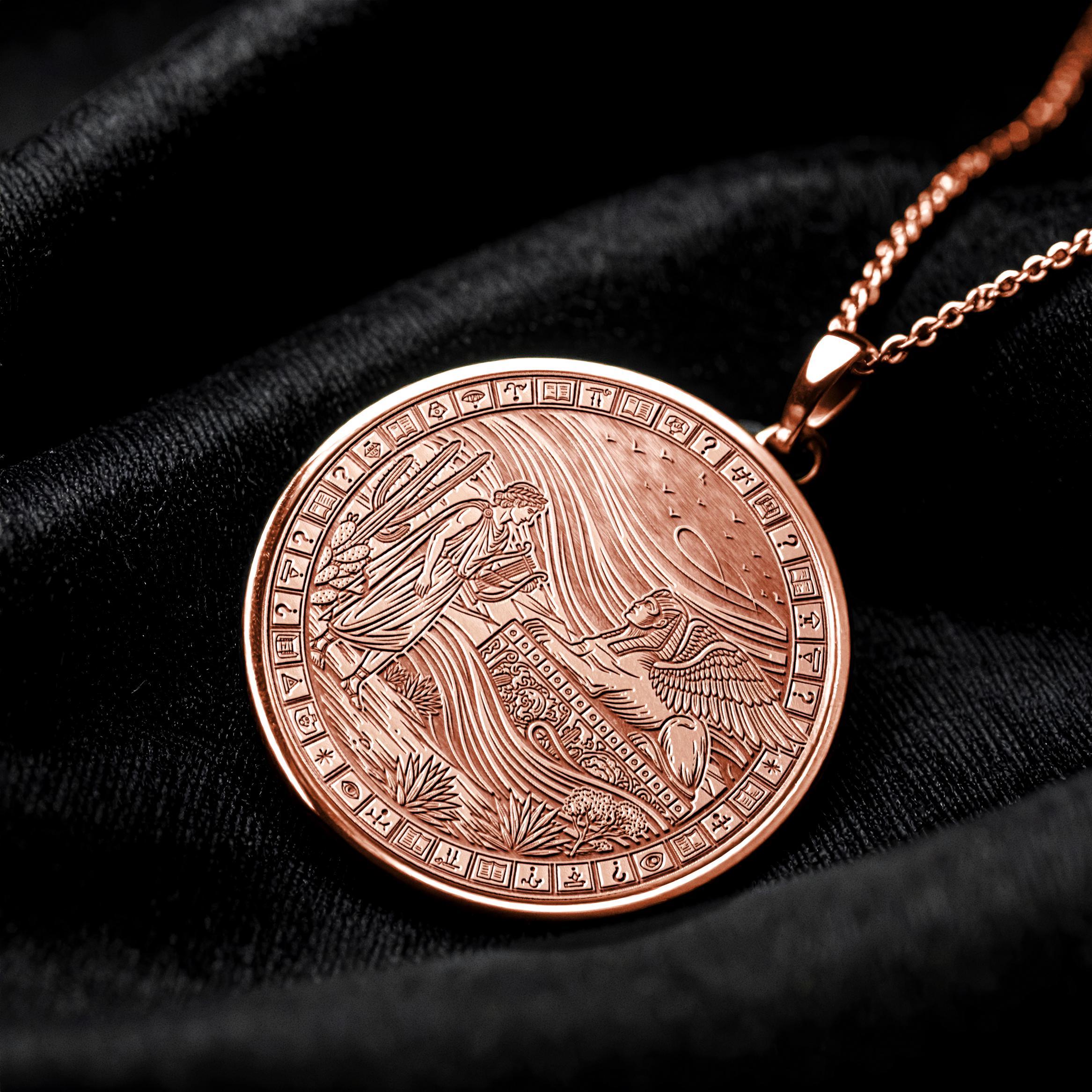 Apollo Sun God Necklace with Sphinx Medallion -54