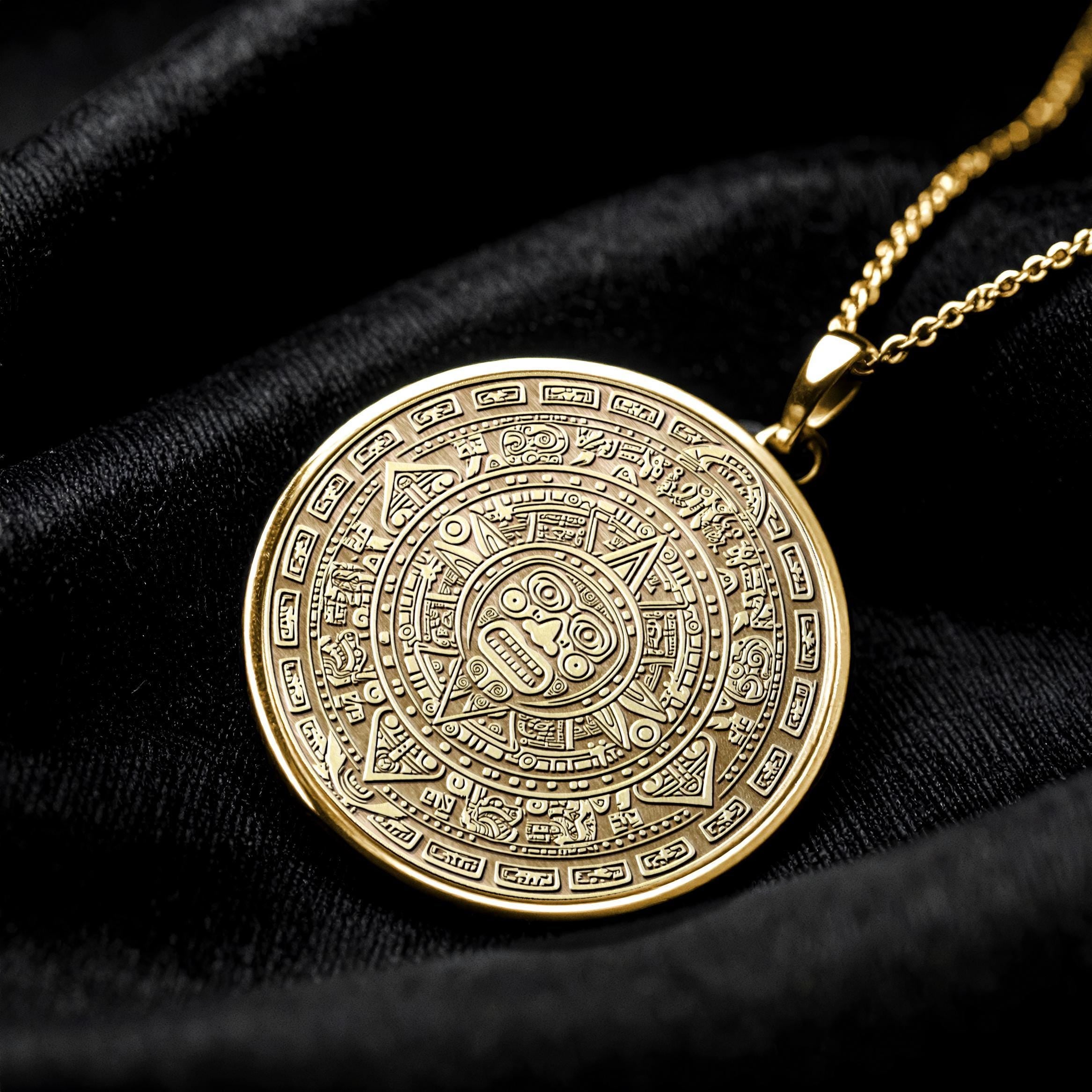 Aztec Sun Stone Necklace: Tonatiuh Pendant -175