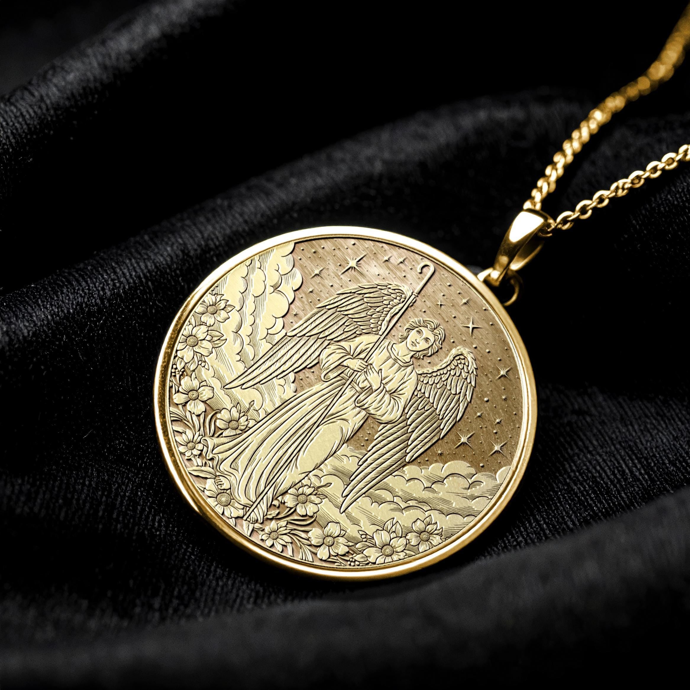 Archangel Raphael Necklace, Faith and Protection Symbol,  -76