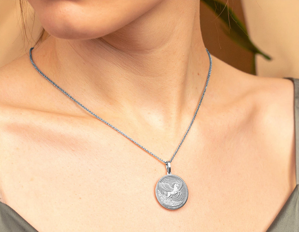 Ad Astra Per Aspera Necklace , Latin Motto Jewelry ,  Pegasus Necklace -245