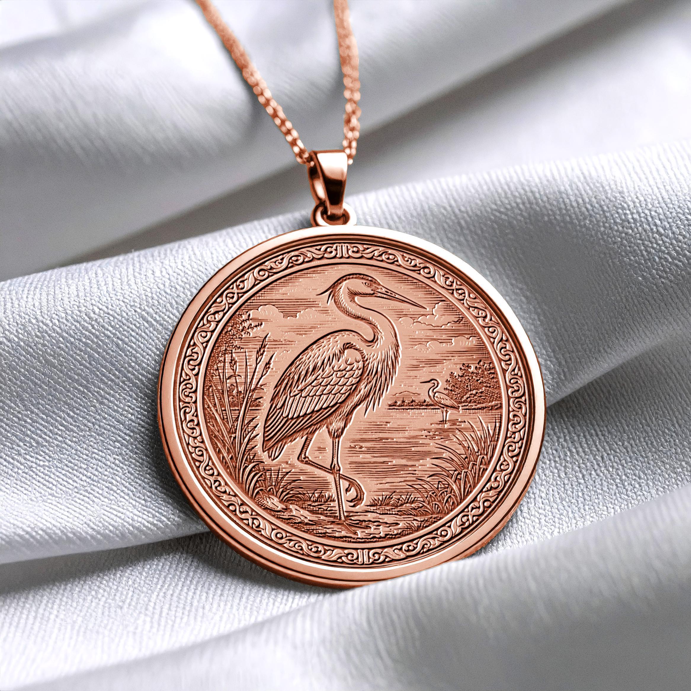Crane Necklace – Zen Bird Pendant, Spiritual Harmony Jewelry -224