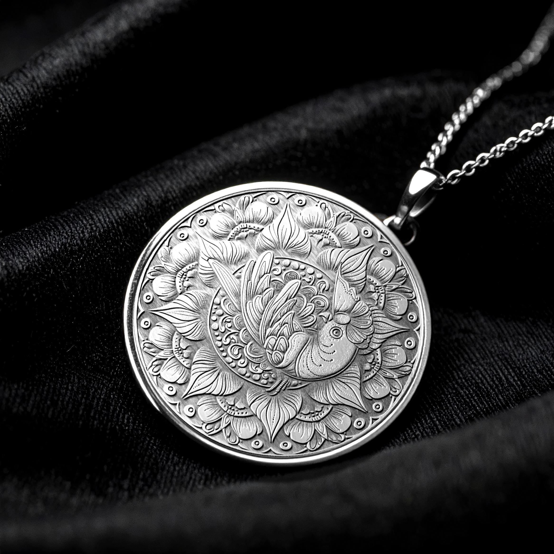 Cockatiel Mandala Pendant – Spiritual Bird Necklace -230