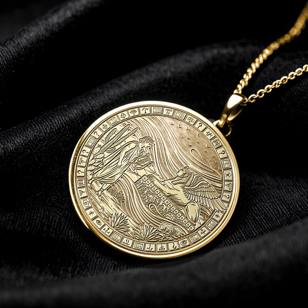 Apollo Sun God Necklace with Sphinx Medallion -54