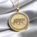 14K Gold Cosmic Jaguar Pendant: Celestial Spirit Necklace -286